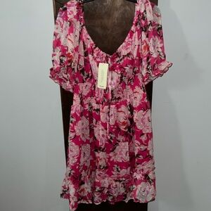 Pink floral summer dress